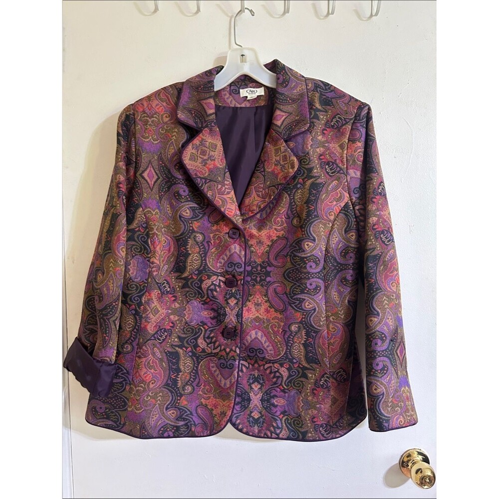 Cato PLUS 20 Paisley Tapestry Blazer Brocade Jacket Eclectic Grandma Artsy Chic